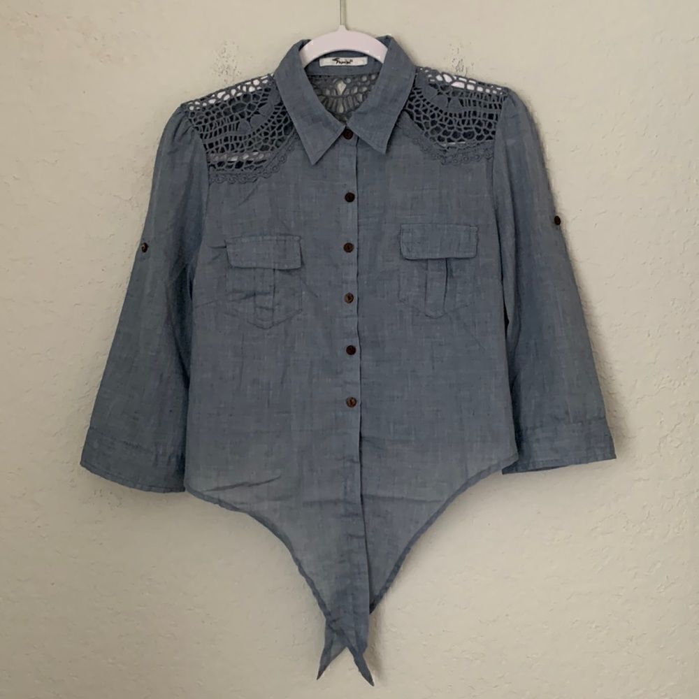 Papaya Blue Shirt Top Women’s Size S